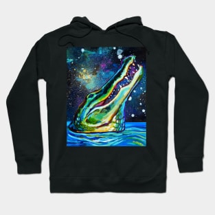 Galactic Alligator by Robert Phelps Hoodie